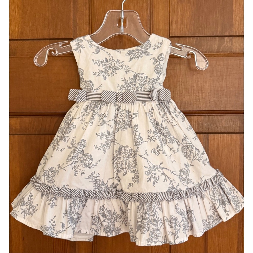 Maggie & Zoe Baby Black Toile Dress Size 0-3 Months Sleeveless Ruffle Tulle Hem